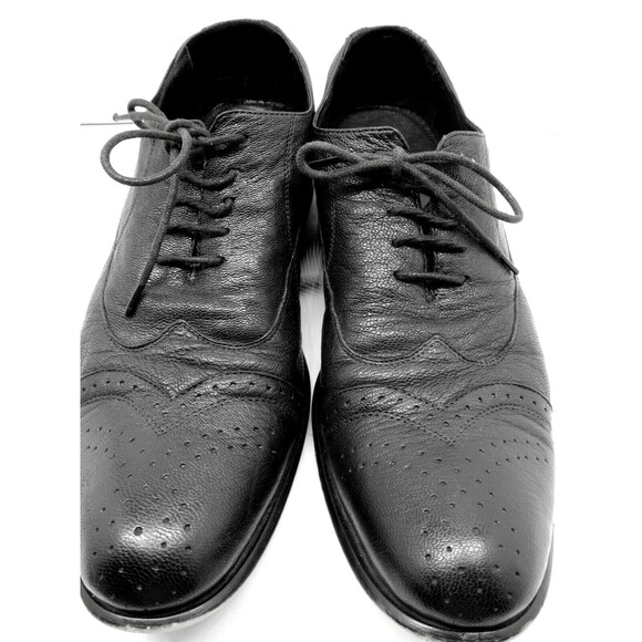 Peluso Black Leather Wingtip Oxfords Mens Size US 9 EUR 40 - Picture 2 of 9